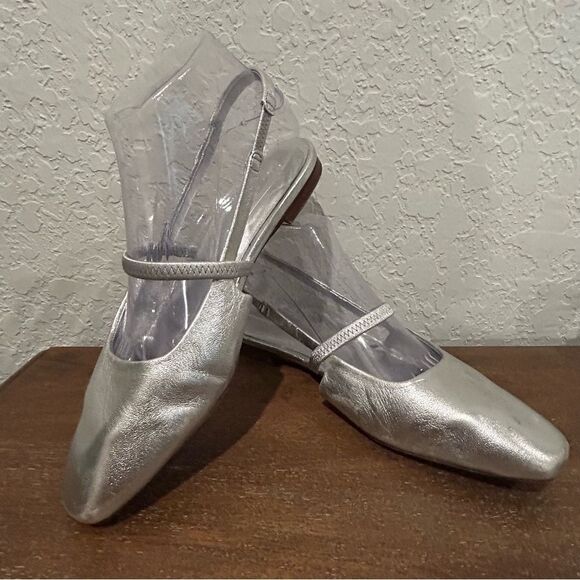 Vince Bernice Metallic Slip On Slingback Flat Shoes - Picture 2 of 16